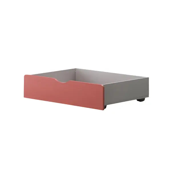 Iloom Tinkle Pop Bed Drawer, coral front and gray body, sliding under-bed storage on casters.