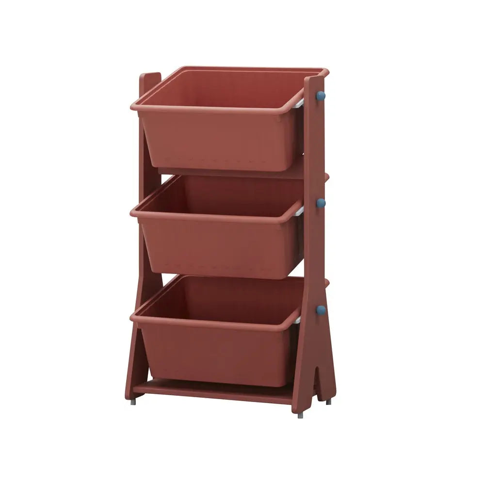 Iloom Tinkle Pop Kids PL Storage unit with three brown baskets on a red-brown stand.