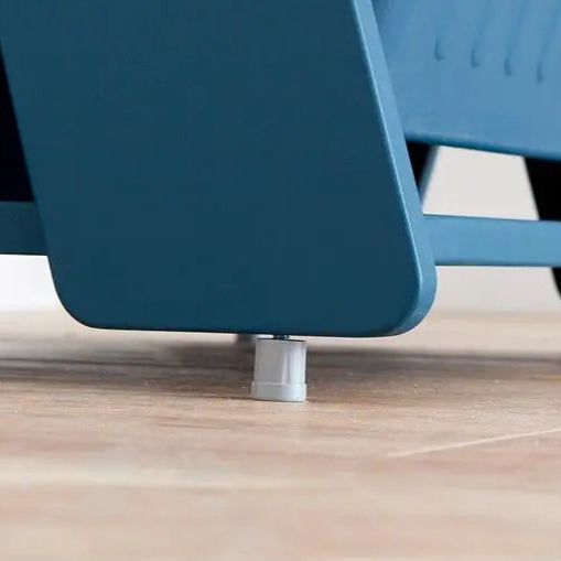 ILOOM Tinkle Pop Kids PL Storage blue frame with adjustable white leg foot stabilizing on hardwood floor.