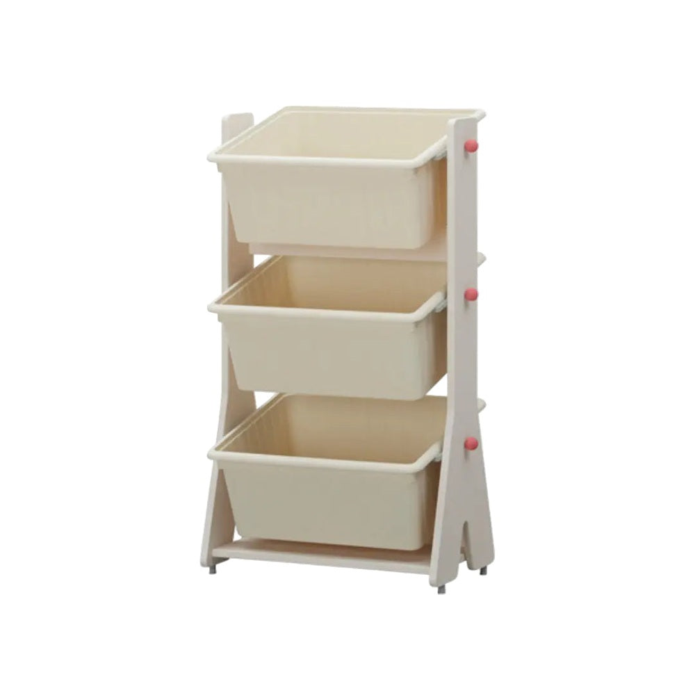 Iloom Tinkle Pop Kids Storage tower with four cream bins on a white frame, each bin clearly accessible.