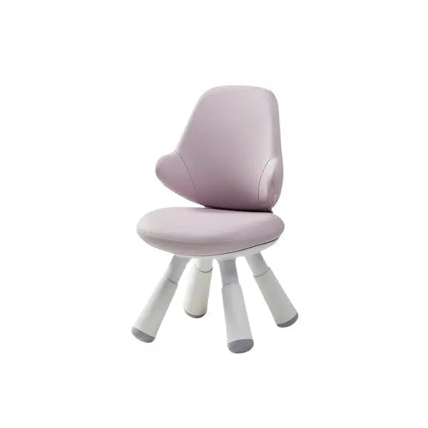 Iloom Wing Kids Chair in pink upholstery shown with five white tapered legs.