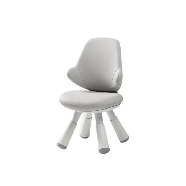 Iloom Wing Kids Chair in light gray upholstery with white tapered legs, wingback design.
