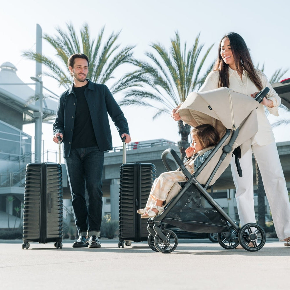 Inglesina Quid³ Lightweight Travel Stroller Lunar Beige UPF50 canopy feature view