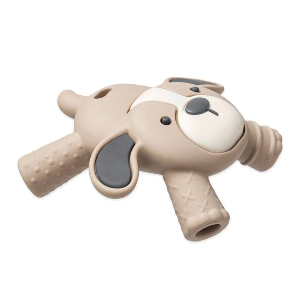 Itzy Ritzy baby molar teether beige dog shape with textured legs