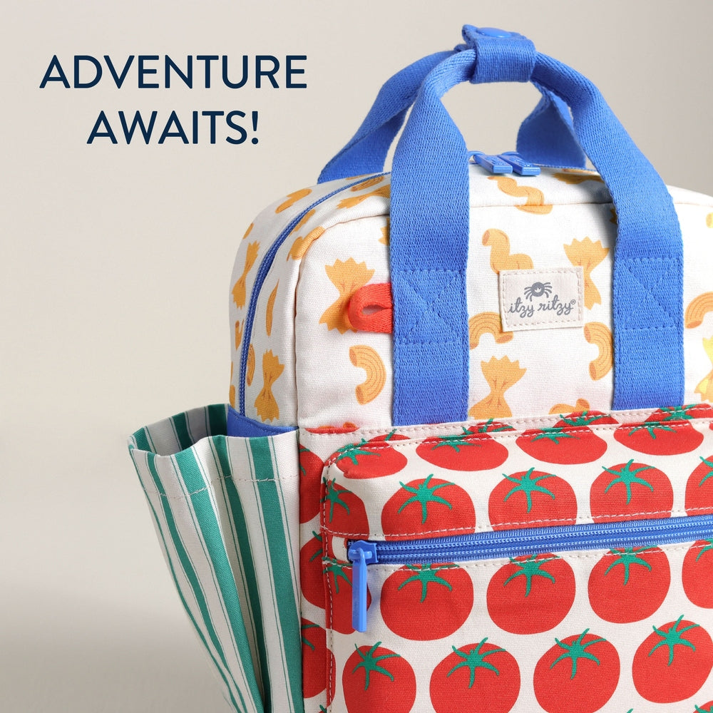 Itzy Ritzy Backpack Pasta La Vista toddler backpack view 02.