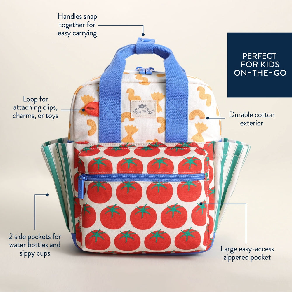 Itzy Ritzy Backpack Pasta La Vista toddler backpack view 03.
