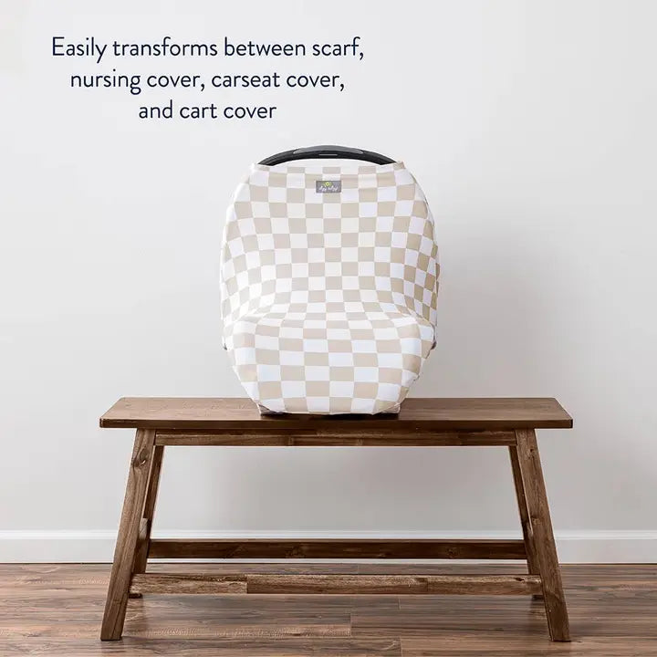 Itzy Ritzy Checkerboard Mom Boss 4-in-1 Multi-Use Cover Taupe