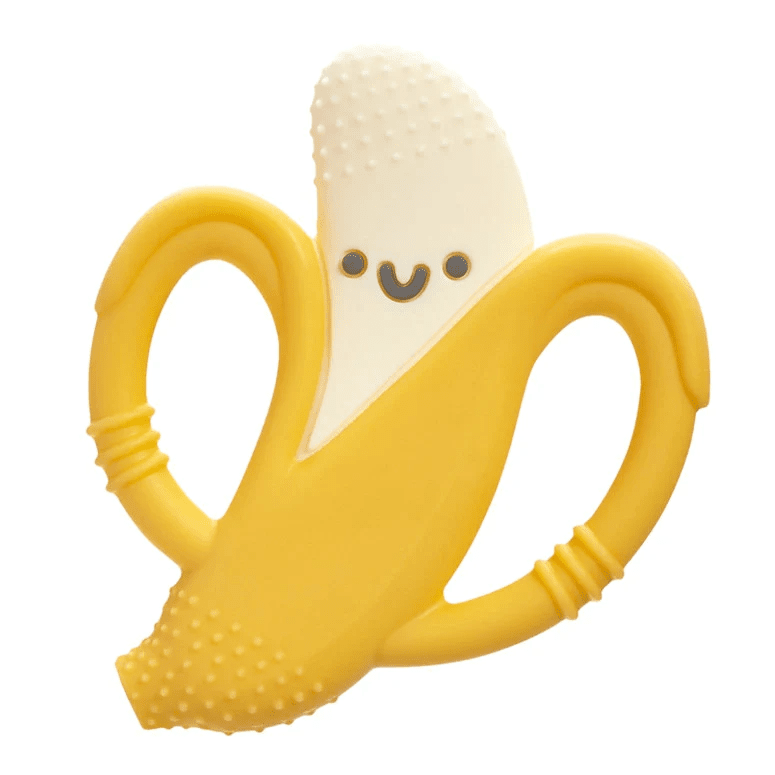 Itzy Ritzy Chew Crew banana teether in yellow with textured white tip