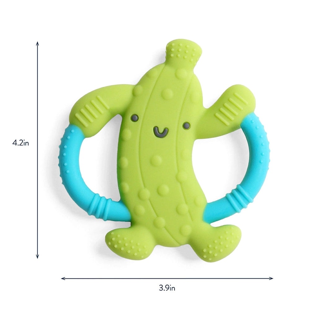 Itzy Ritzy Chew Crew teething toy cactus-green with blue textured handles