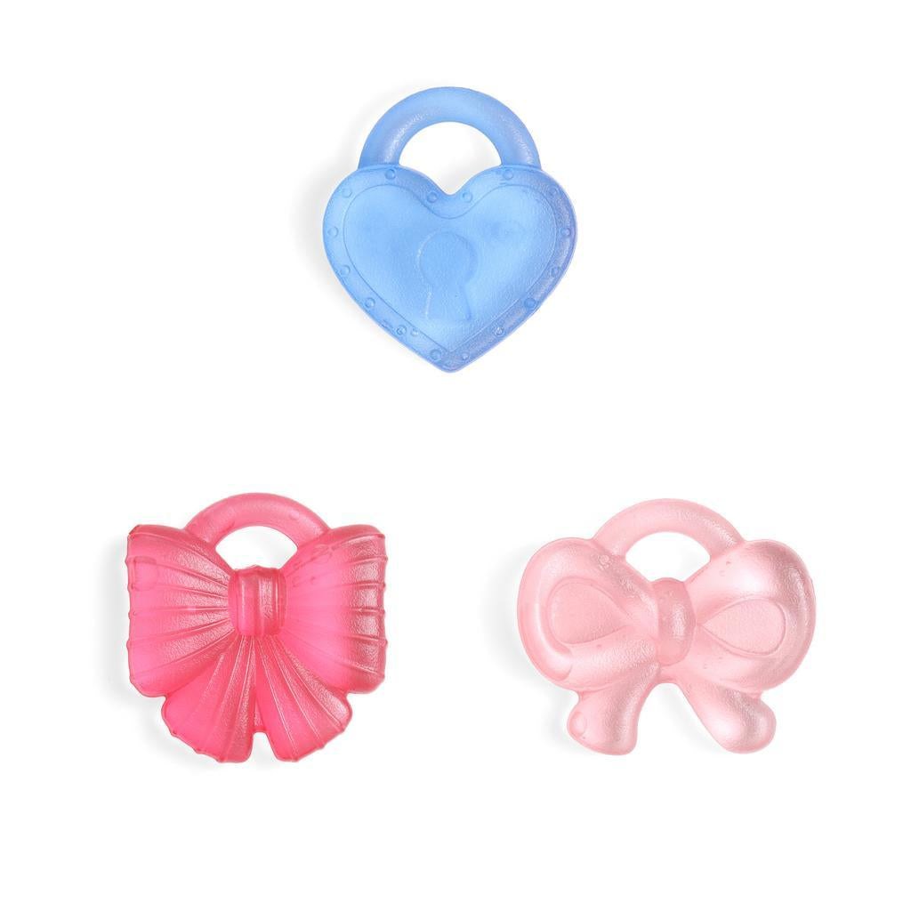 Coquette three-piece water teether set shown with easy-grasp handles