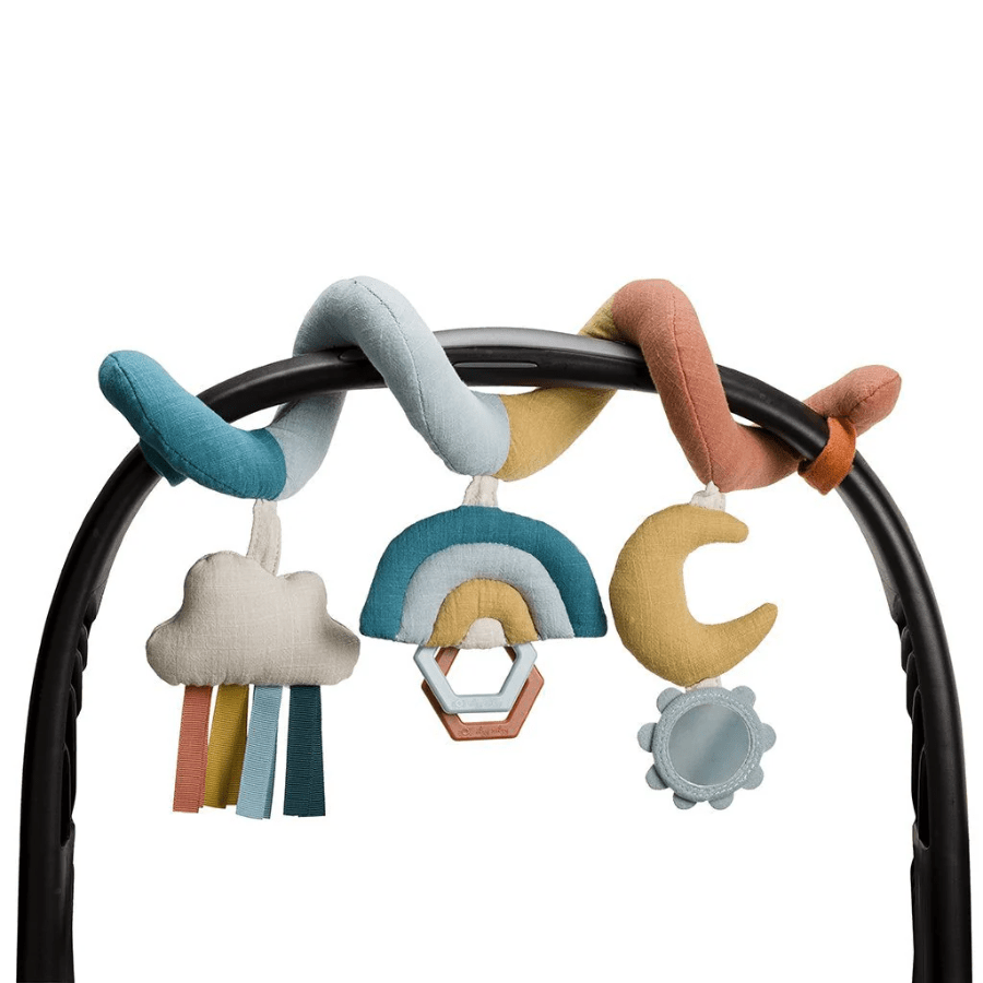 Itzy Ritzy Itzy Bitzy Spiral Car Seat Activity Toy, pastel cloud, rainbow, moon charms