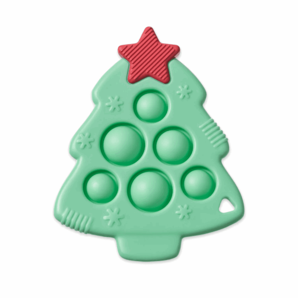Itzy Ritzy Itzy Pop fidget toy, green Christmas tree with red star topper