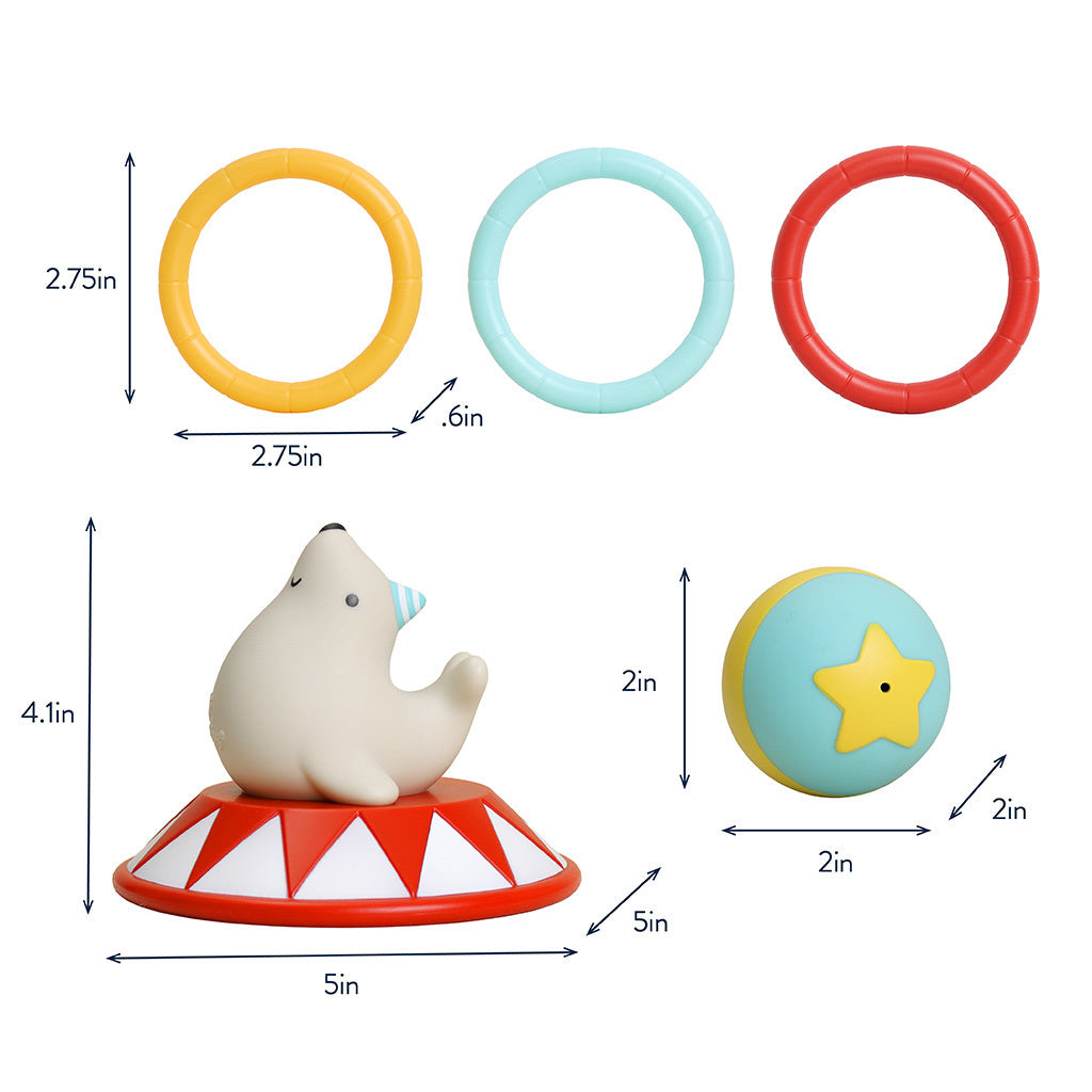 Complete Itzy Ritzy Itzy Ring Toss Circus interactive bath toy set