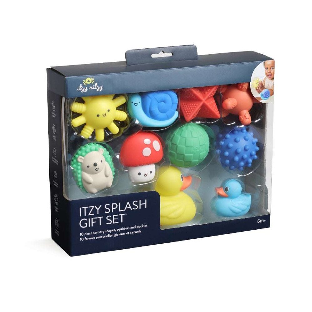 Itzy Splash Bath Toys Gift Set, 10-piece colorful bath toys for babies