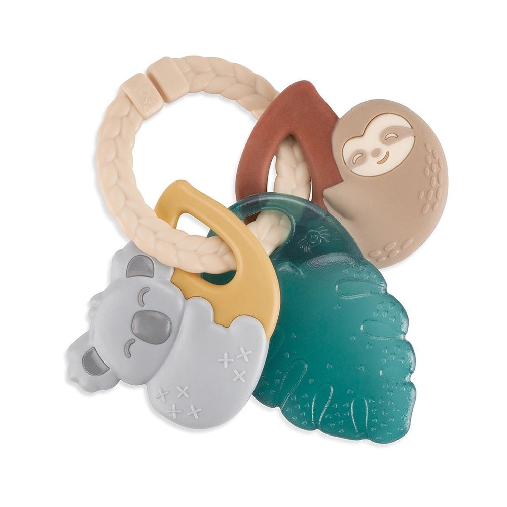 ITZY RITZY Keys Ring Teether with cloud, moon and leaf charms in pastel silicone
