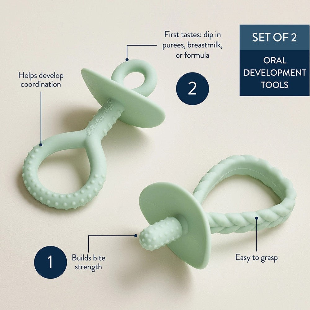 Itzy Ritzy Pre-Feeding Teether Set, mint silicone rings, set of 2, easy to grasp