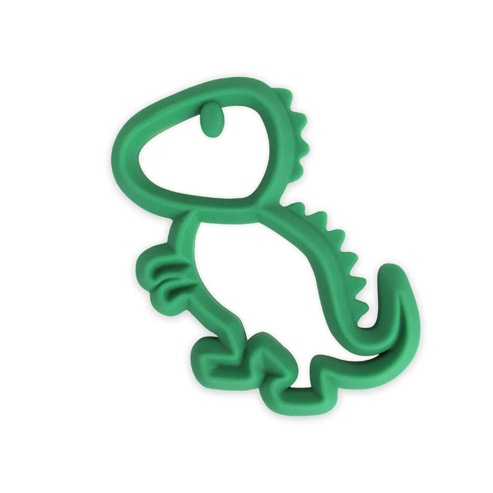 Itzy Ritzy silicone teether dinosaur green, BPA-free baby teething toy for gums