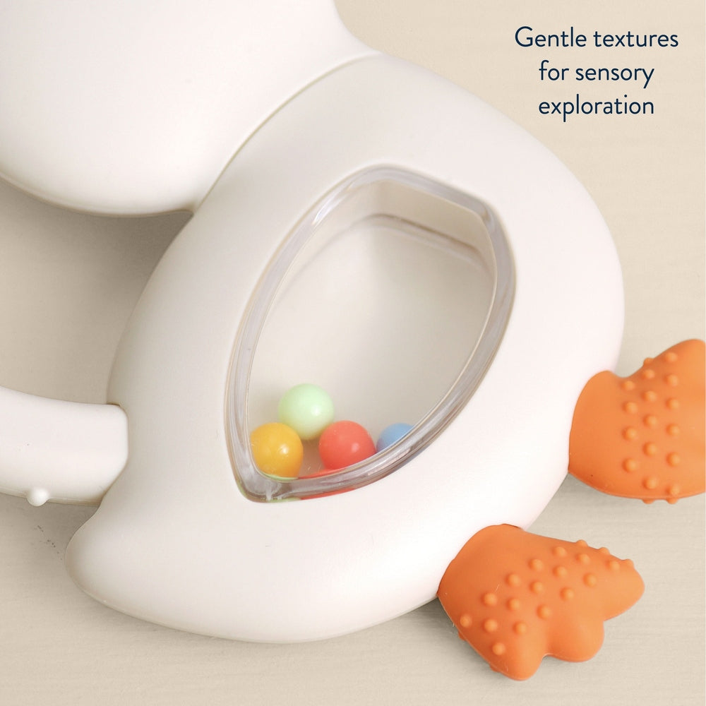 Itzy Ritzy Sweetie Shake Plus Rattle & Teether Goose silicone teether rattle view 05.