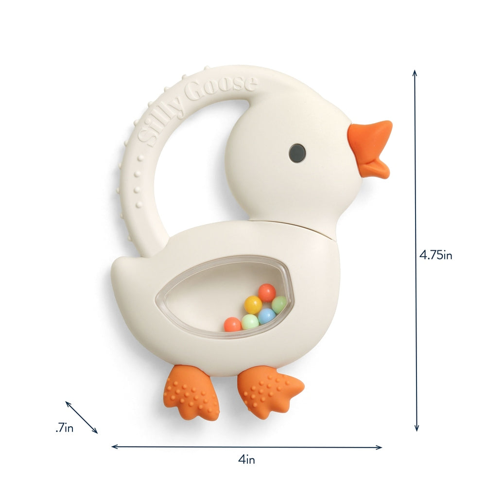 Itzy Ritzy Sweetie Shake Plus Rattle & Teether Goose silicone teether rattle view 06.
