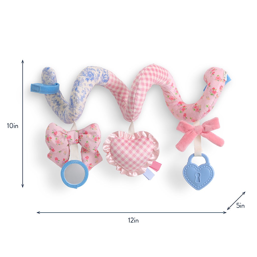 Itzy Bitzy Spiral Ribbons & Roses toy dimensions 12 by 10 by 5 inches