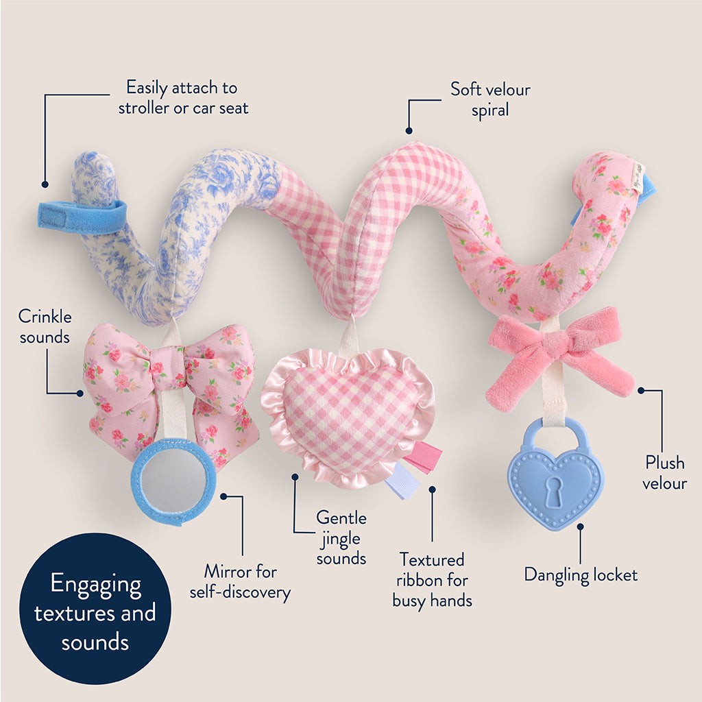 Itzy Bitzy Spiral Ribbons & Roses with mirror, crinkle bow, ribbons and locket