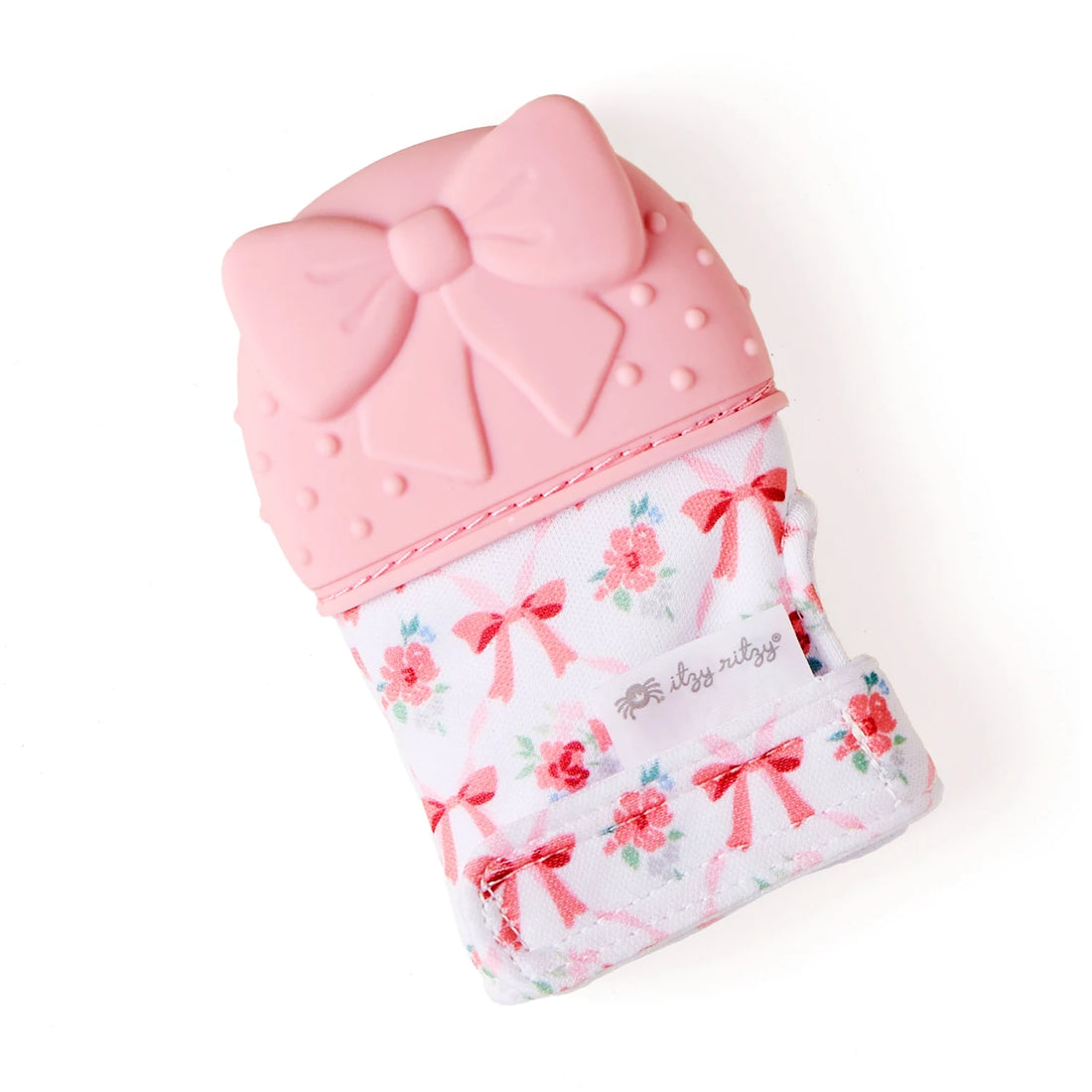 Itzy Ritzy Itzy Mitt Bow teething mitten front view