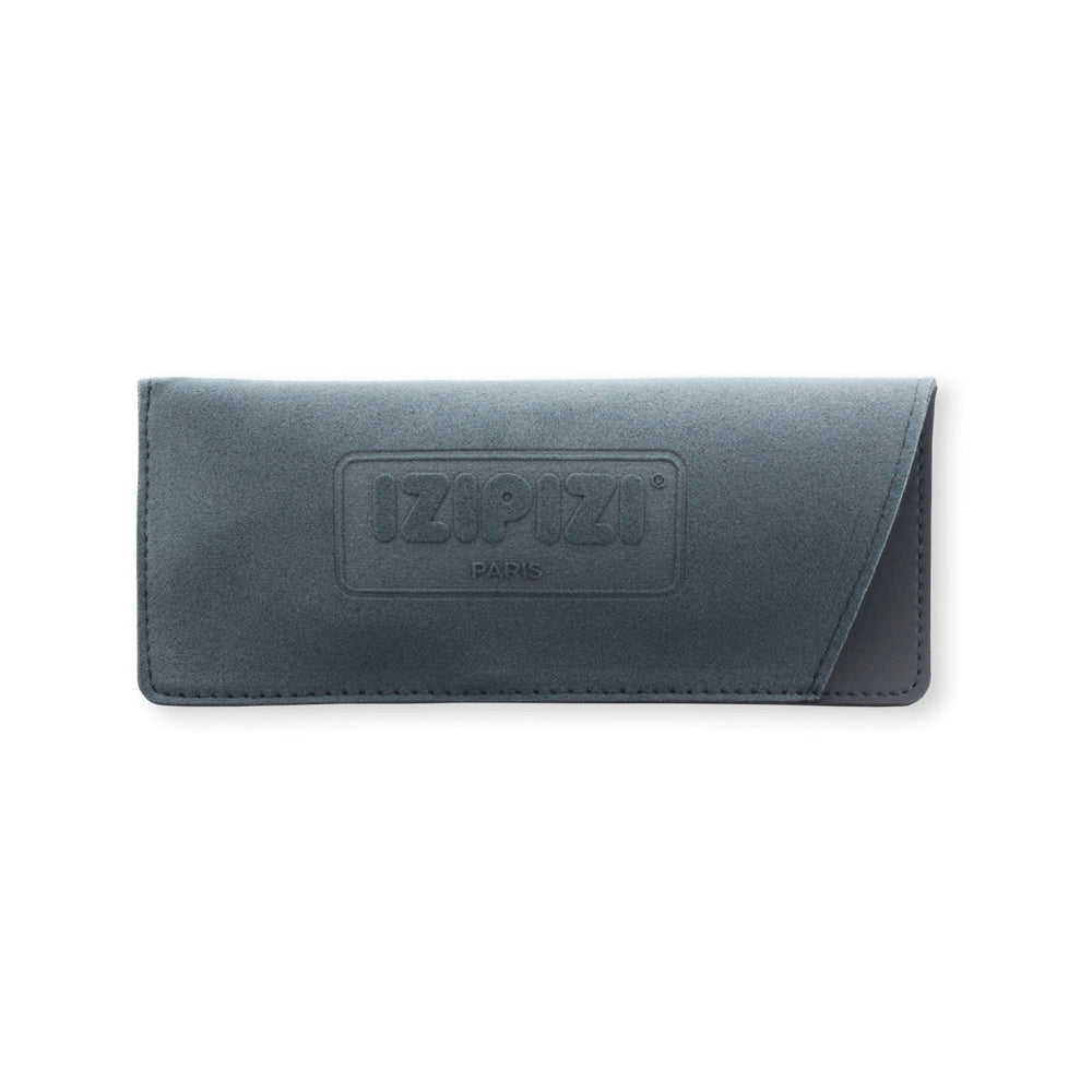 IZIPIZI wallet in blue-gray leather with embossed logo and slim bi-fold design