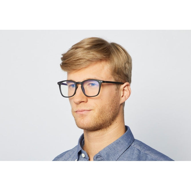 IZIPIZI Screen Adult #E Black Soft eyeglasses with black plastic frames, worn by man.
