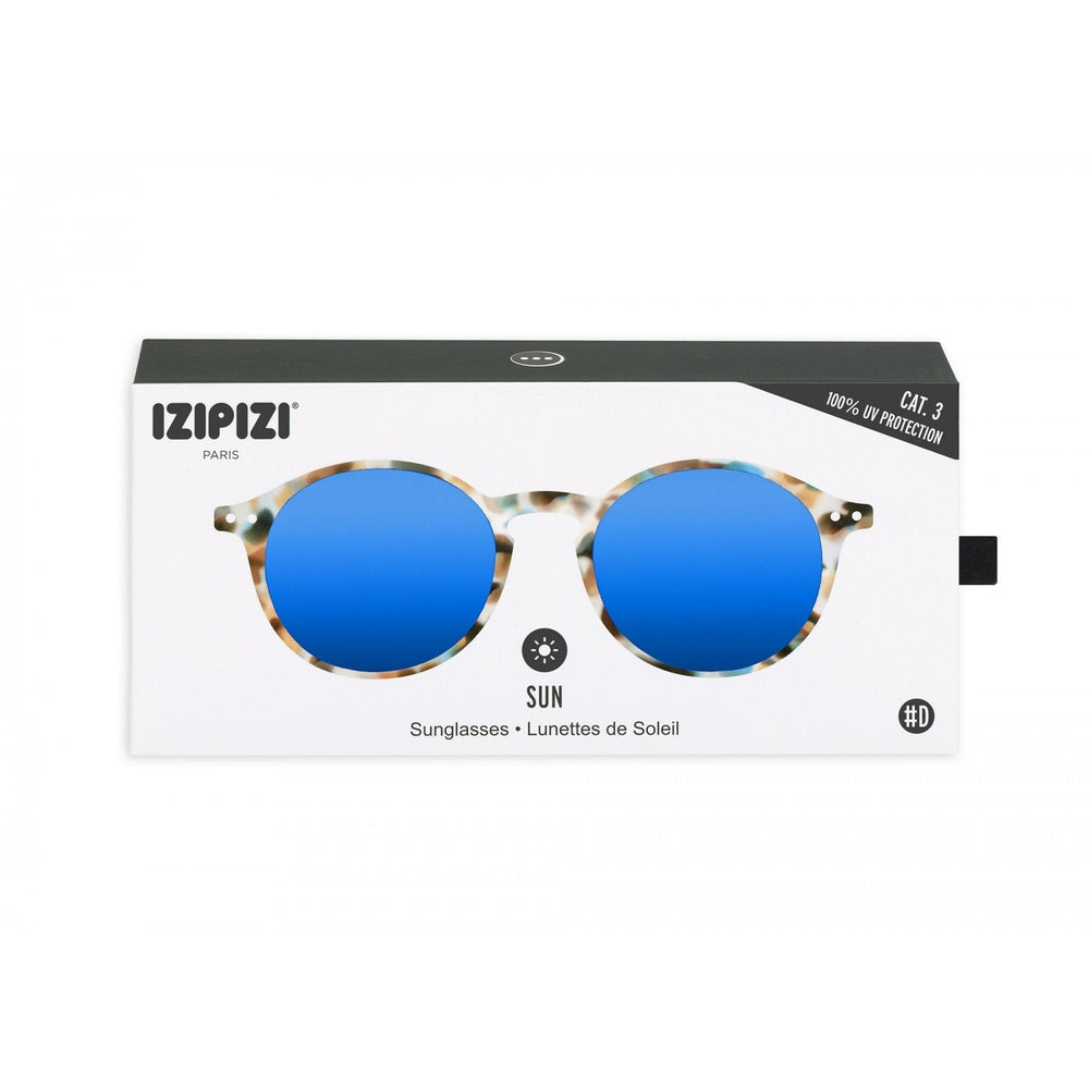 IZIPIZI adult sunglasses #D with tortoise frame and blue mirror lenses, UV protection
