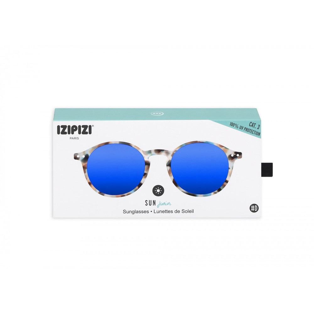 IZIPIZI Junior Sunglasses #D Blue Tortoise Mirror with blue mirrored lenses