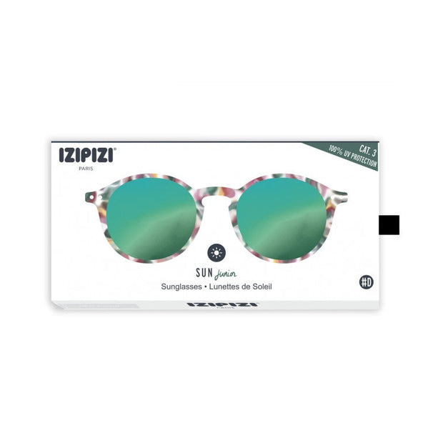 IZIPIZI Junior sunglasses #D in green tortoise frame with green mirror lenses