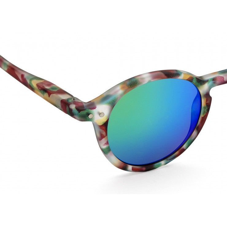 Izipizi Junior Sunglasses #D green tortoise with blue mirrored lenses