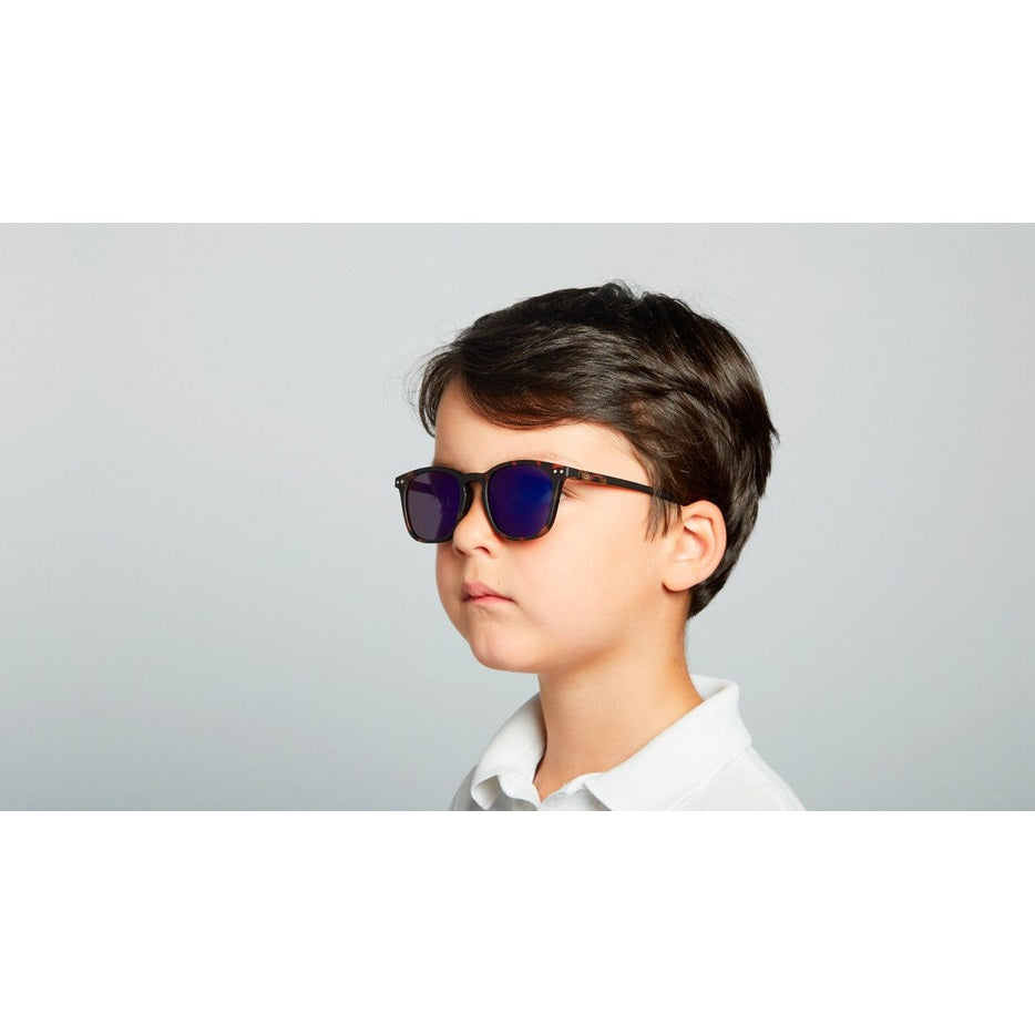 IZIPIZI Sunglasses Junior #E, tortoise frames with purple mirror lenses