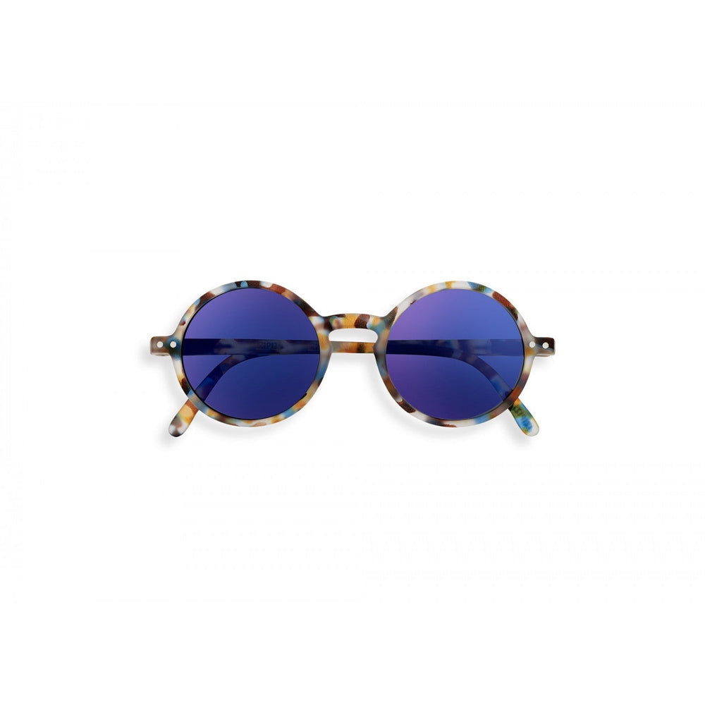 Izipizi Junior #G sunglasses, blue tortoise frame with blue mirror lenses