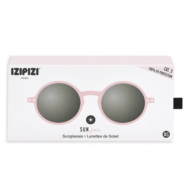 IZIPIZI Sunglasses Junior #G Pink, round pink frame and gray lenses for kids