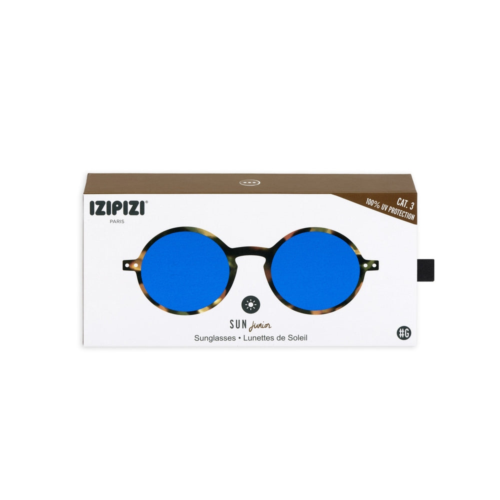 IZIPIZI Junior sunglasses #G tortoise mirror with blue lenses in white packaging