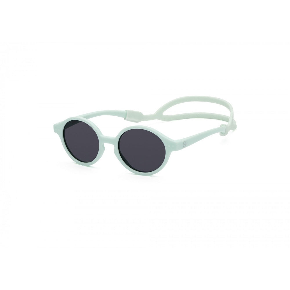 Izipizi Kids Sky Blue sunglasses with round dark lenses and a lightweight mint frame
