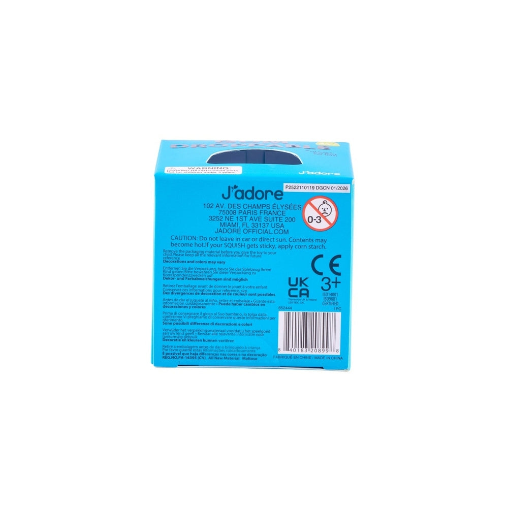 J'adore Gum Droppable Squish Toy blue sensory squish toy on white background view 35