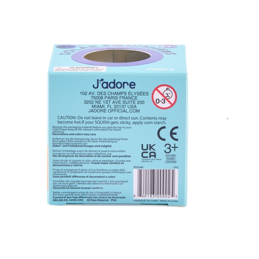 J'adore Solar Squishy Toy grey squish ball on white background view 27