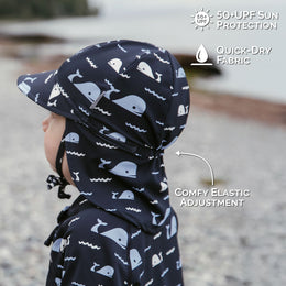 Jan & Jul UV Baby Cap - UV Quick Dry - Navy Whale Tales