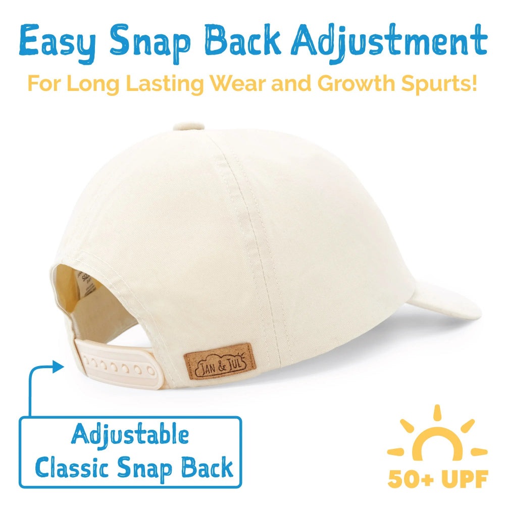 Jan & Jul cotton baseball cap Bear Camp, beige baby/toddler hat with adjustable snap-back