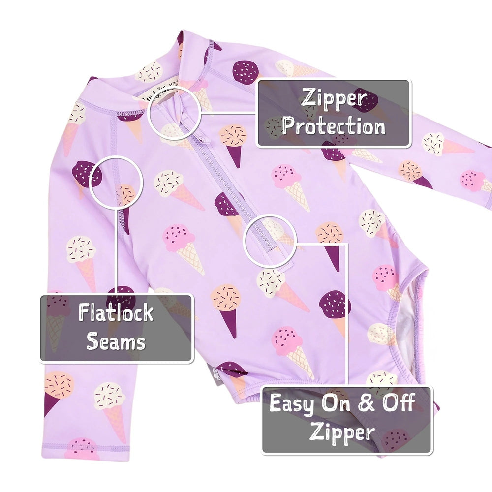 Jan & Jul Girls One Piece UV Swimsuit Lavender Ice Cream