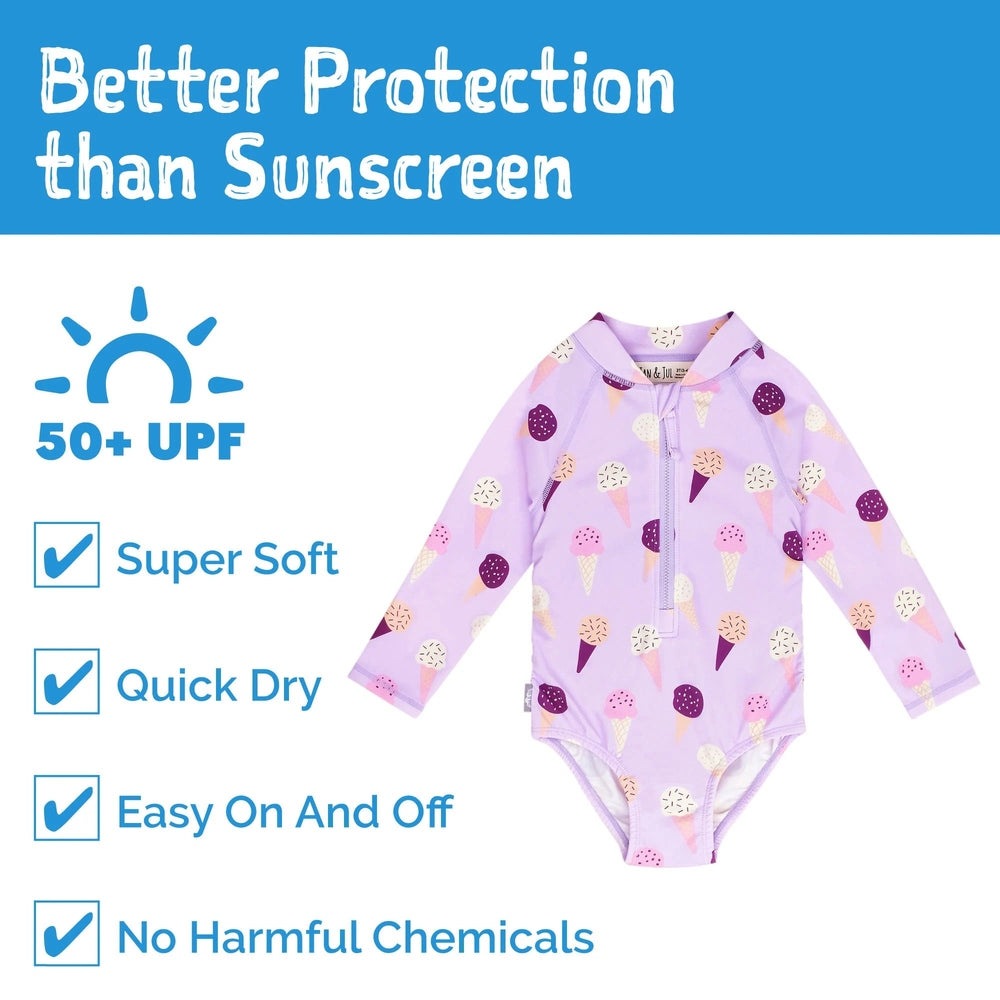 Jan & Jul Girls One Piece UV Swimsuit Lavender Ice Cream