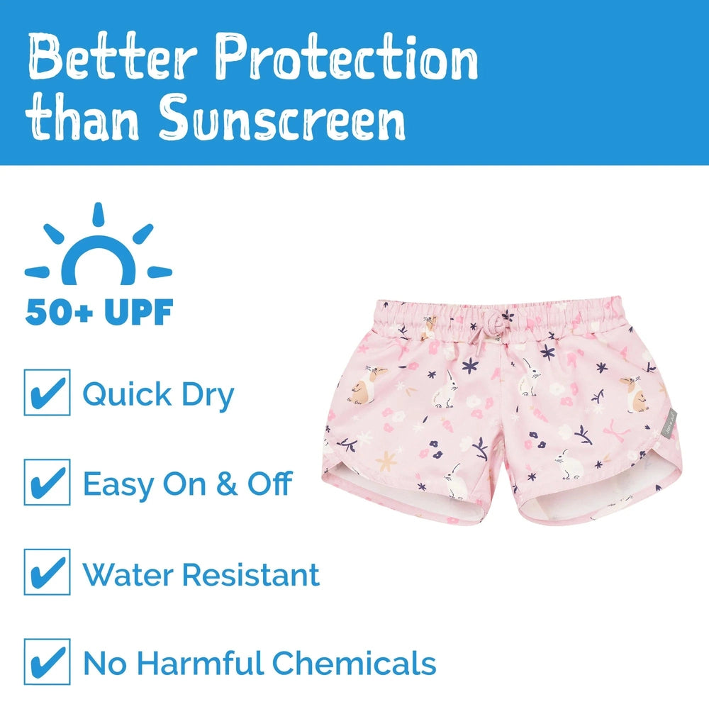 Jan & Jul Girls UV Swim Shorts Bunny Flowers