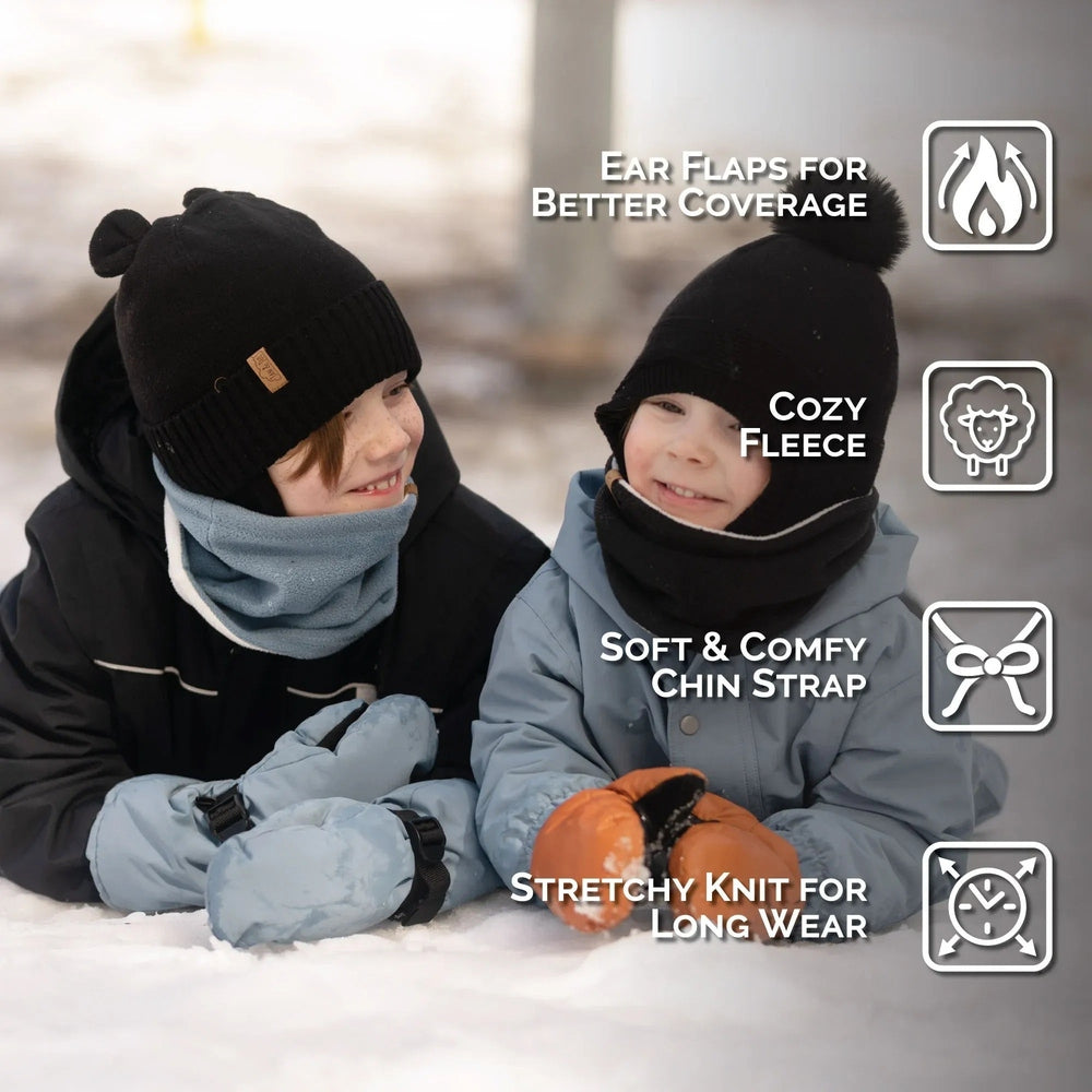 Jan & Jul Kids Bear Knit Hats Jet Black