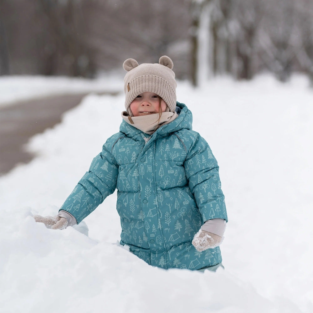 JAN & JUL Kids Bear Knit Hat in beige with bear-ear knit, cozy winter beanie for toddlers
