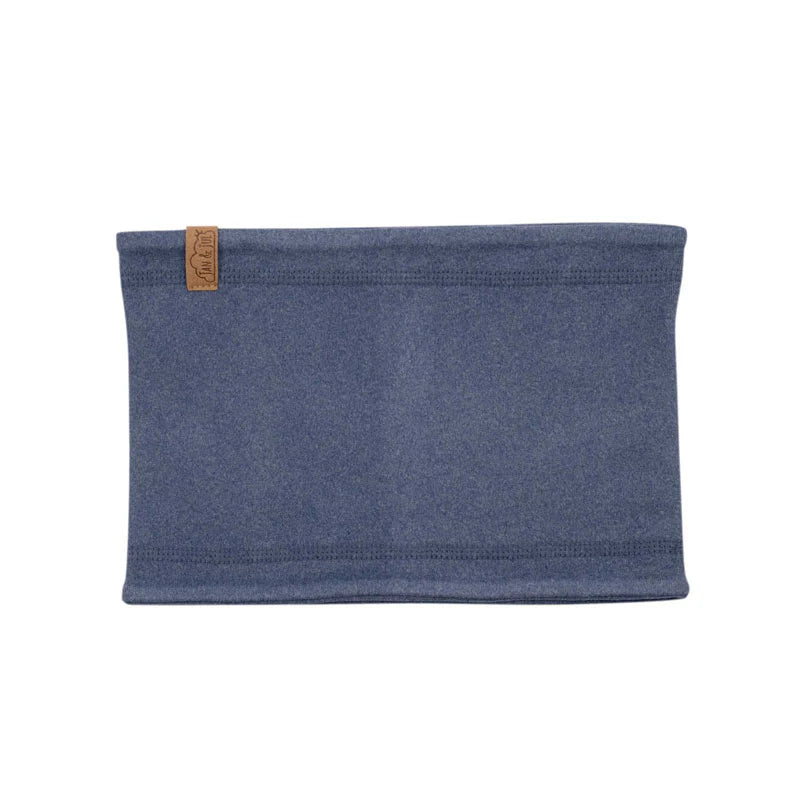 JAN & JUL Kids Fleece Neck Warmer in blue fleece laid flat to show soft fabric.