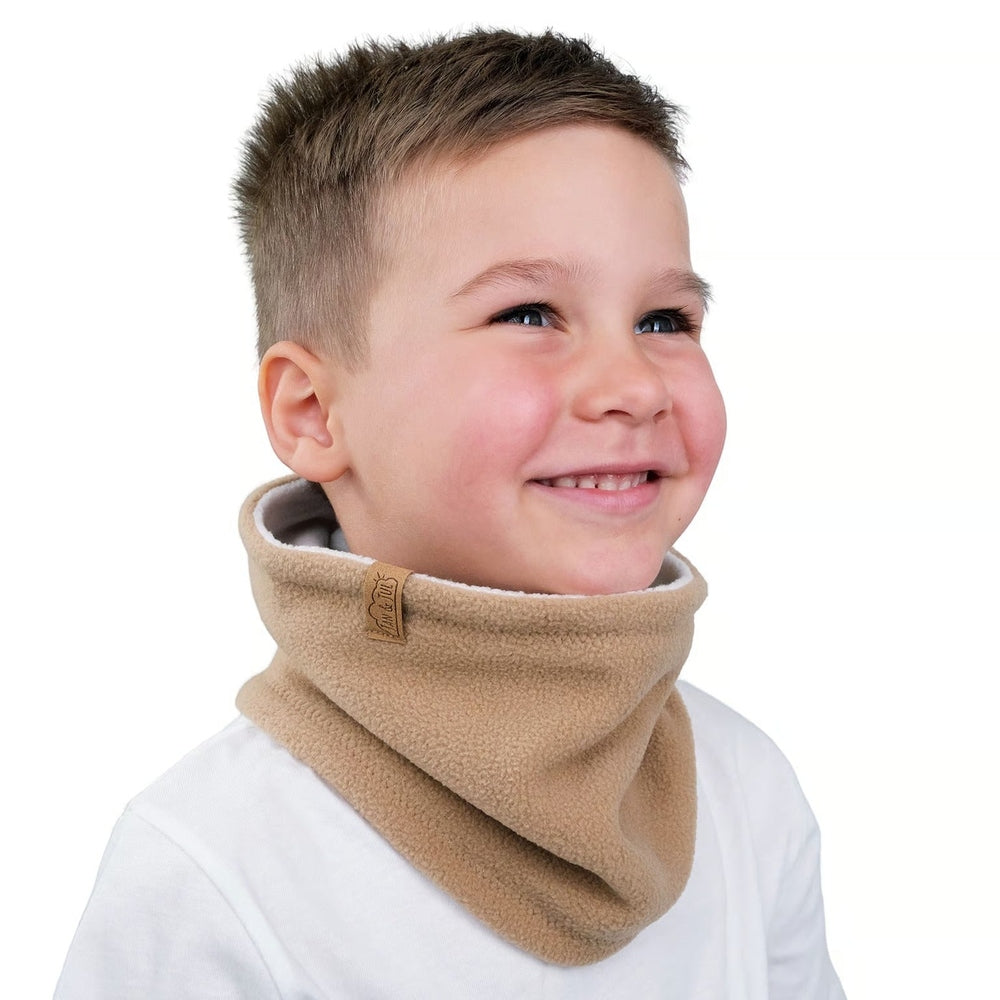 Jan & Jul kids fleece neck warmer, soft brown, one size, cozy fleece neck gaiter