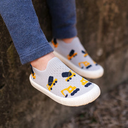 Jan & Jul Kids Graphic Slip-On Shoes - Grey Construction