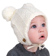 Jan & Jul Kids Knitted Beanies Hat Cream Bear